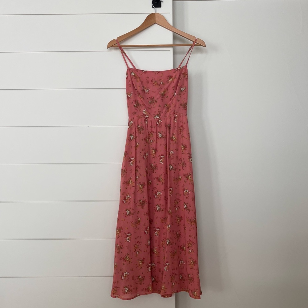 The Reformation Pink Floral Midi Dress